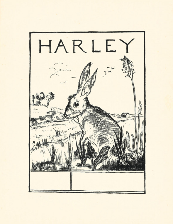 Laurence Shepheard Harley 1901 to 1983 Bookplate Copyright: J R McCallum An Essex Village Alresford 1948