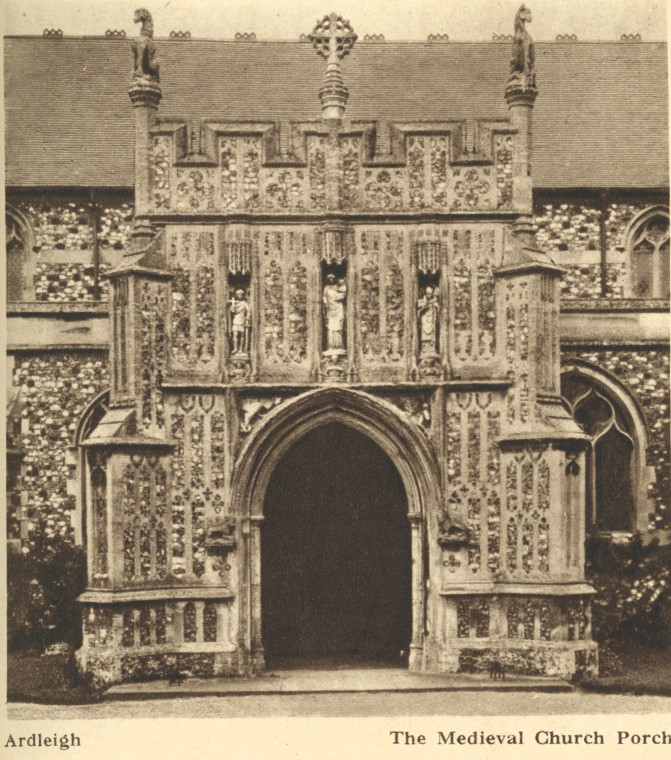 Ardleigh Church Porch Arthur Mee Essex 1942 Copyright: Arthur Mee 1942