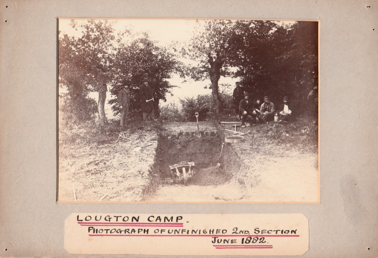 Loughton Camp Excavation 1882 Photograph with later text Copyright: William George