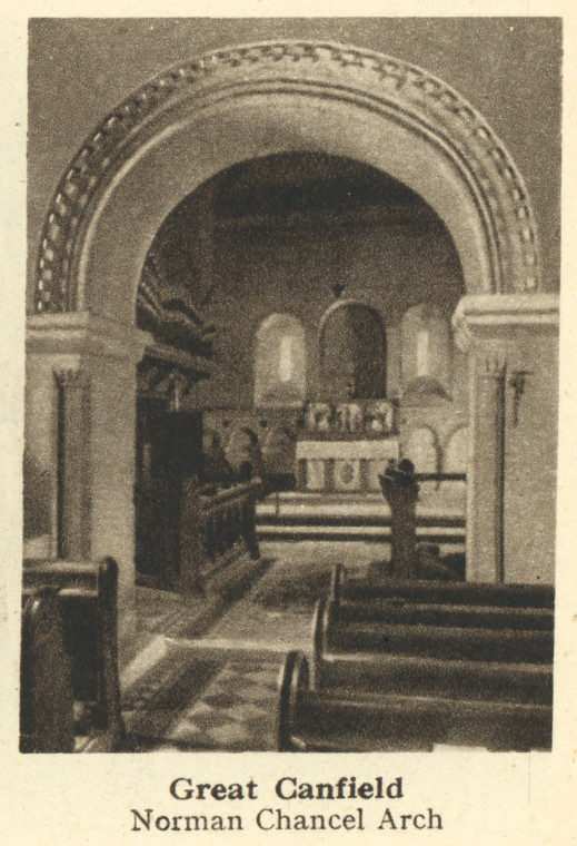 Great Canfield Chancel Arch Arthur Mee 1942 Copyright: Arthur Mee 1942