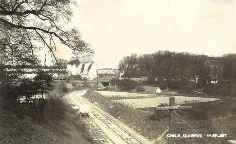 Purfleet Chalk Quarries and railway posted 1915 Copyright: Post Card 