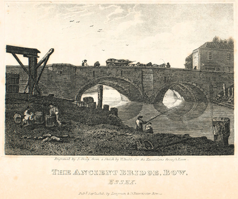 Stratford Bow Bridge Essex Excursions 1818 Copyright: W Deeble