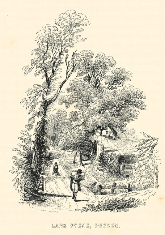 Debden Lane Scene  J Player Saffron Walden Sketches 1845 Copyright: John Mallows Youngman