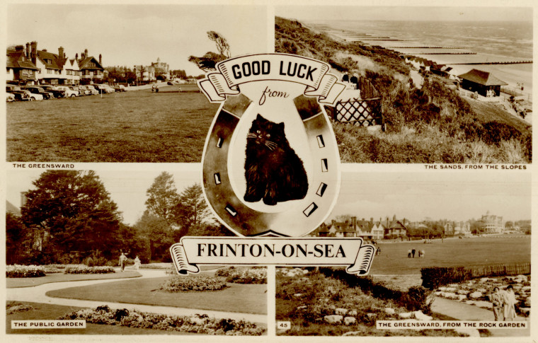 Frinton on Sea Good Luck post card four images Copyright: Post Card