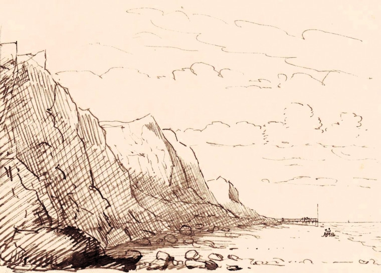 Walton on the Naze 1860s sketch of Cliffs Copyright: William George