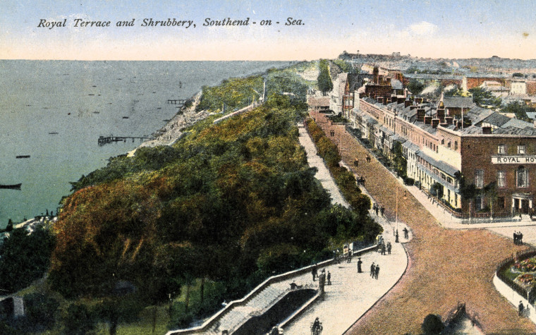 Southend Royal Terrace and Shrubbery Colour Post card Copyright: William George