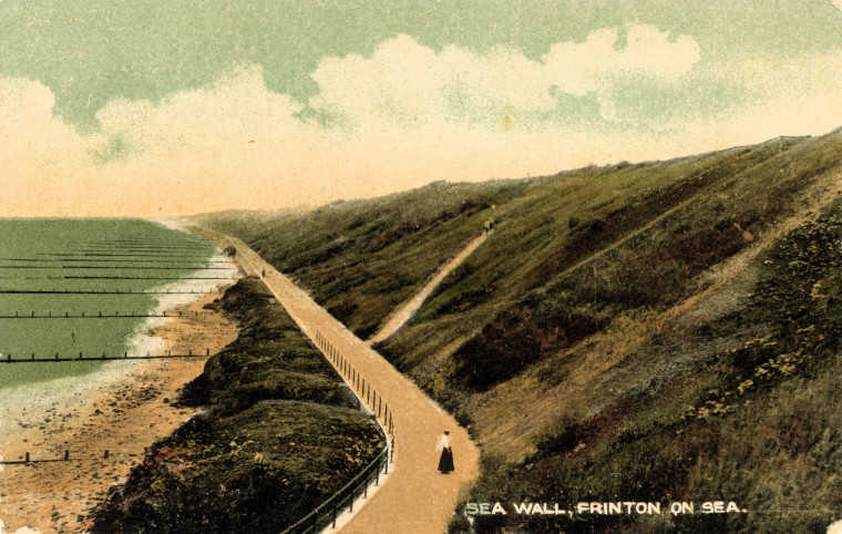 Frinton Sea Wall Colour Post Card Copyright: William George