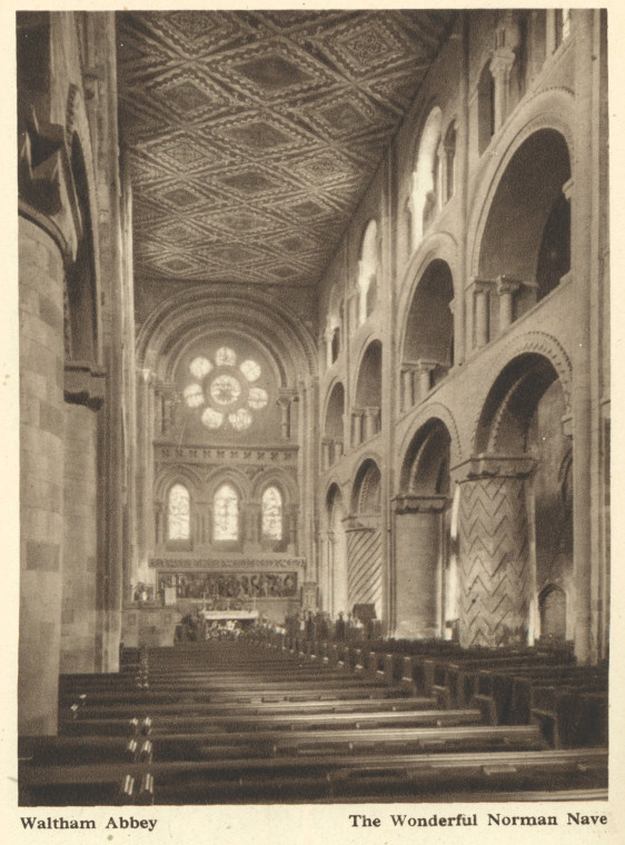 Waltham abbey Nave Mee 1942 Copyright: Arthur Mee 1942