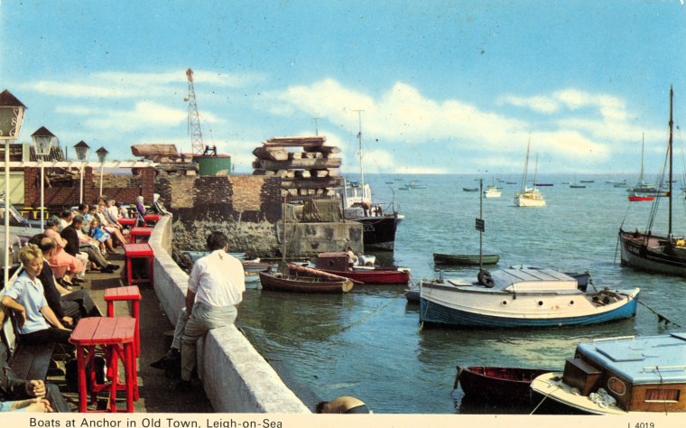 Leigh on Sea Old Town Boats at Anchor Post Card Copyright: William George