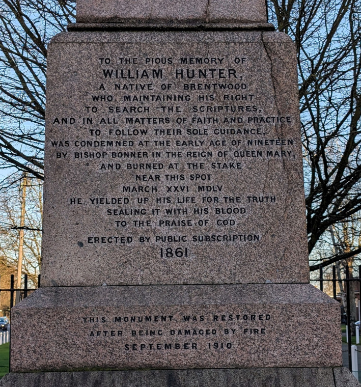 Brentwood  William Hunter 1535 to 1555 Memorial 2 January 2025 3 Copyright: William George