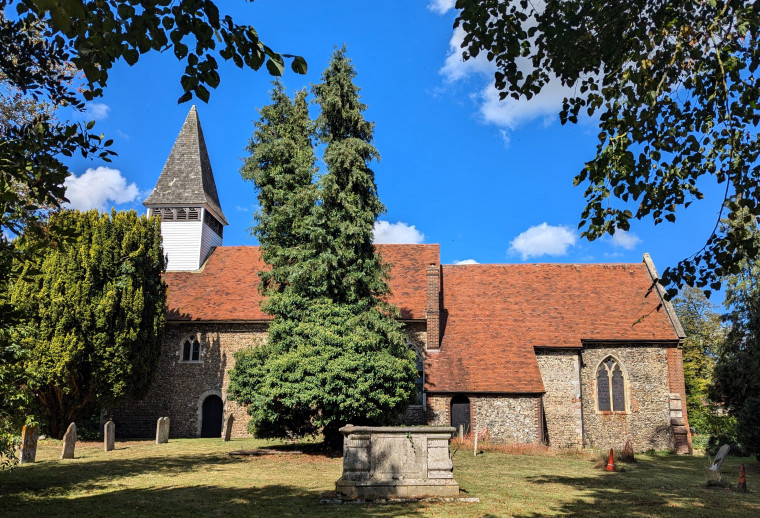 Wakes Colne Church South Face through trees 13 September 2024 Copyright: William George