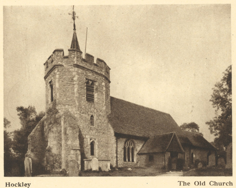 Hockley the old church Arthur Mee 1942 Copyright: Arthur Mee 1942