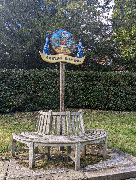 Abbess Roding Village Sign and Seat 17th September 2024 Copyright: William George