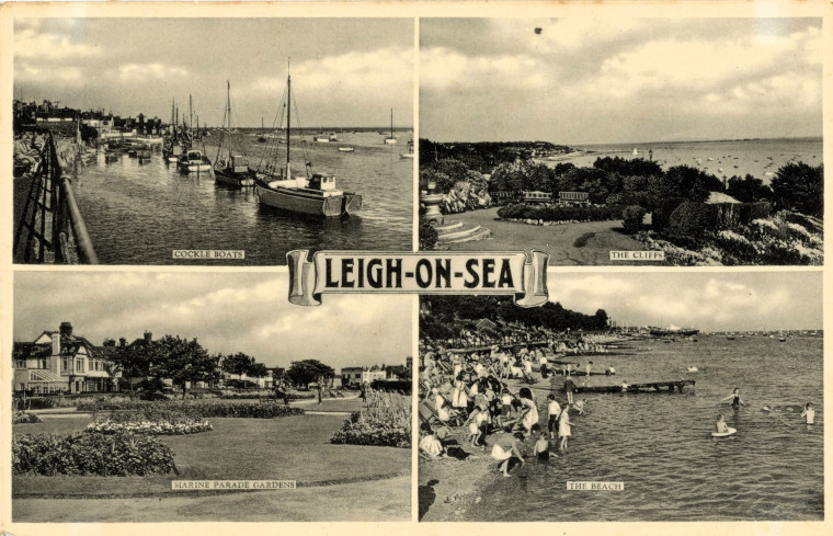 Leigh Multiview Post Card four images Copyright: William George