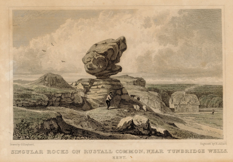 Tunbridge Wells Rustall Common Rock 1828 Copyright: Engraving