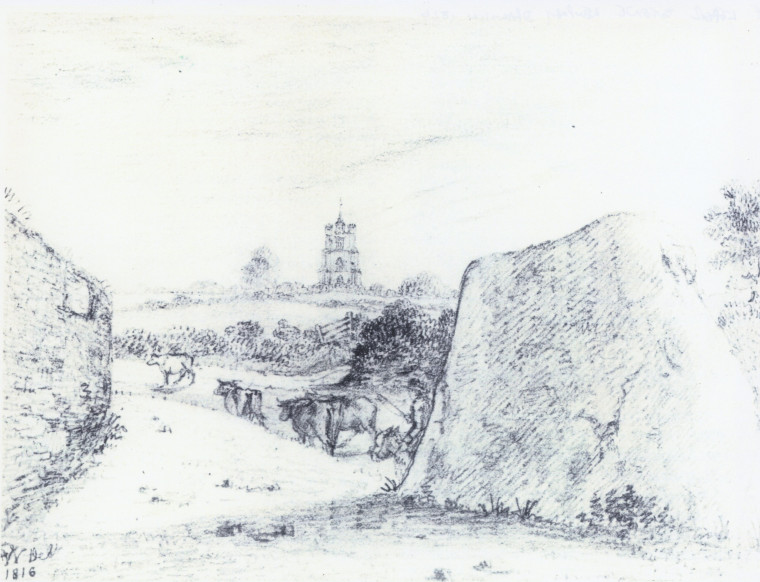 Newport Leper Stone Pencil Sketch 1816 Copy Copyright: William George