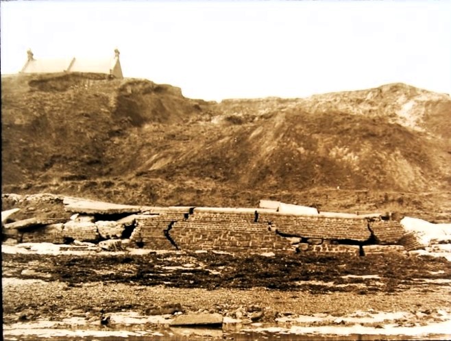 Frinton Damaged Sea Defences Magic Lantern Slide about 1910 Copyright: William George