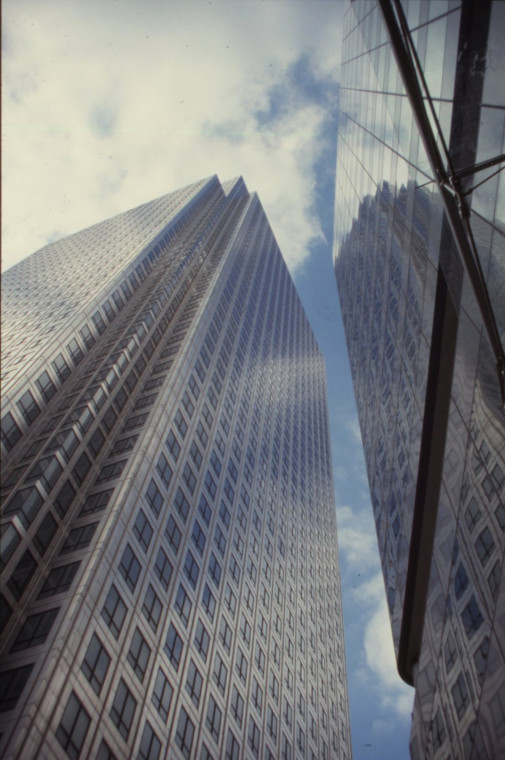 Canary Wharf Buildings London Docklands 1991 Copyright: Roger Payne