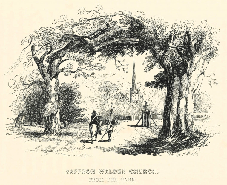 Saffron Walden from the Park J Player Sketches 1845 Copyright: John Mallows Youngman