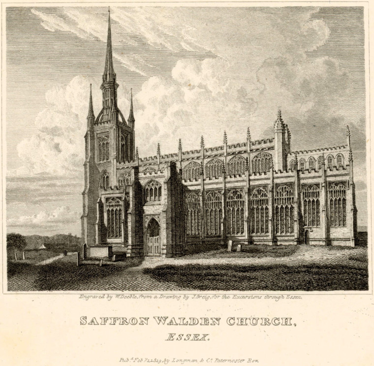Saffron Walden Church Excursions through Essex 1819 Copyright: William George