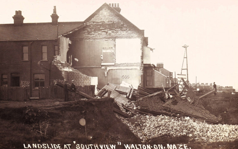 Walton on the Naze Post Card showing landslide at South View Copyright: William George