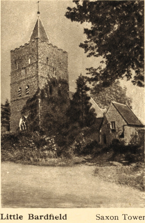 Little Bardfield Church Saxon Tower Arthur Mee 1942 Copyright: Arthur Mee 1942