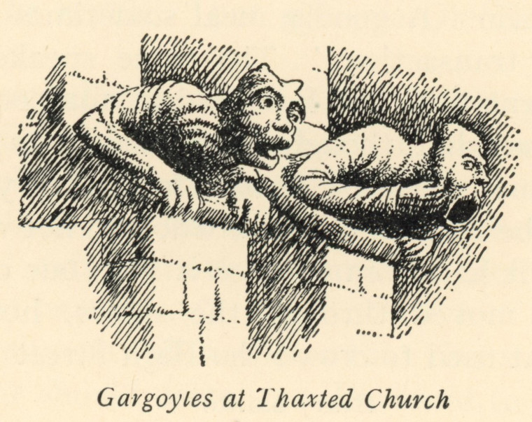 Thaxted Church Gargoyles Bax 1939 Copyright: Clifford Bax 1939