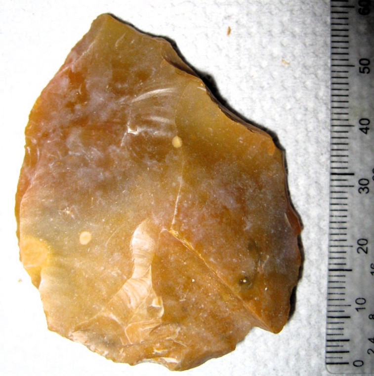 Palaeolithic flake Wrabness Brickearth Damaged Copyright: William George