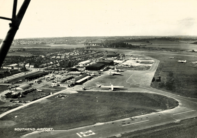 Southend Airport Black and White Post Card Copyright: William George