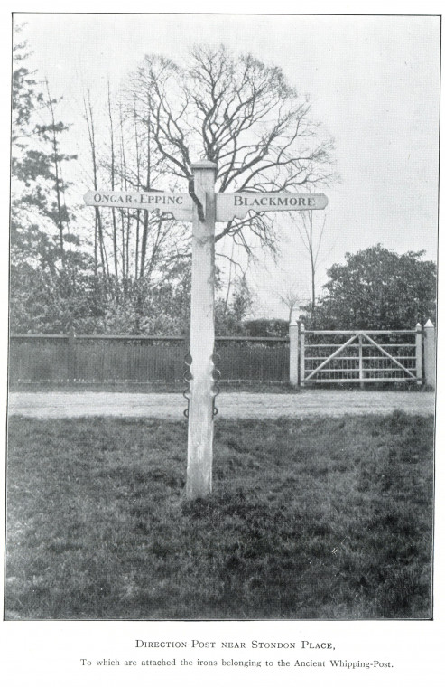 Stondon Massey Whipping Post Irons Photograph Copyright: E H L Reeve Stondon Massey 1900