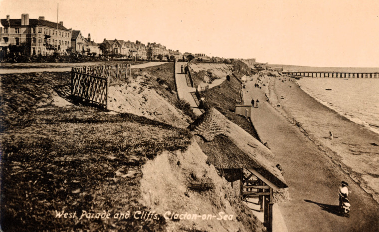 Clacton West Parade and Cliffs Post Card Copyright: William George