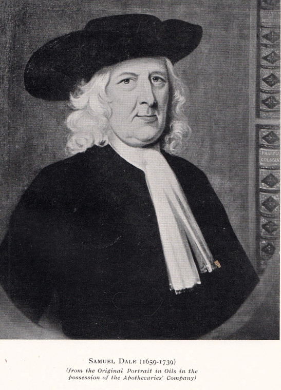 Samuel Dale 1659 to 1739 Portrait Society of Apothecaries Copyright: William George