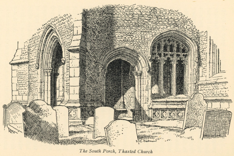 Thaxted Church South Porch Bax 1939 Copyright: S R Badmin