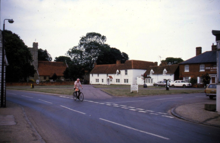 Tillingham Village with Cyclist August 1986 Copyright: Roger Payne