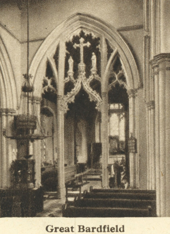 Great Bardfield Church Interior Arthur Mee 1942 Copyright: Arthur Mee 1942