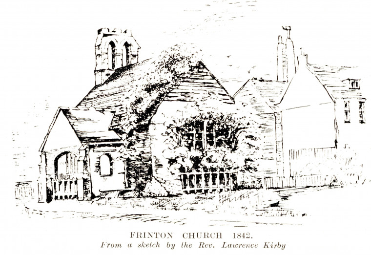 Frinton Church Sketch Lawrence Kirby 1842 Copyright: W Gurney Benham Essex Sokens 1928