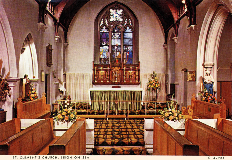 Leigh on Sea St Clement Church Interior East End Post Card Copyright: William George