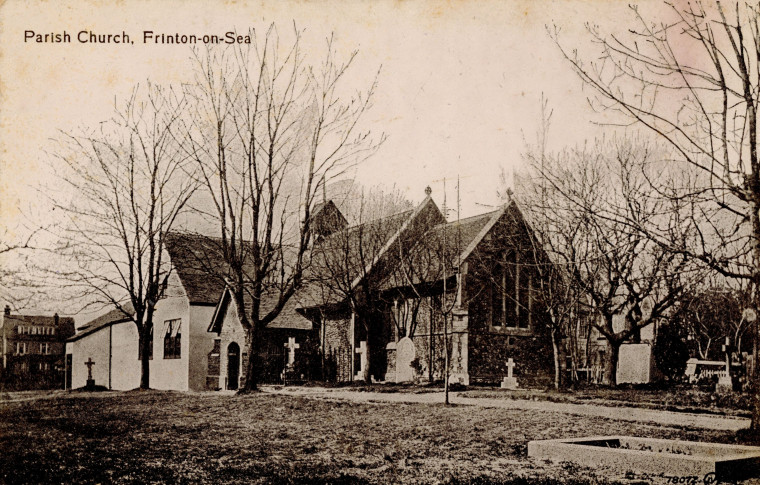 Frinton on Sea Post Card Parish Church black and white Copyright: Post Card