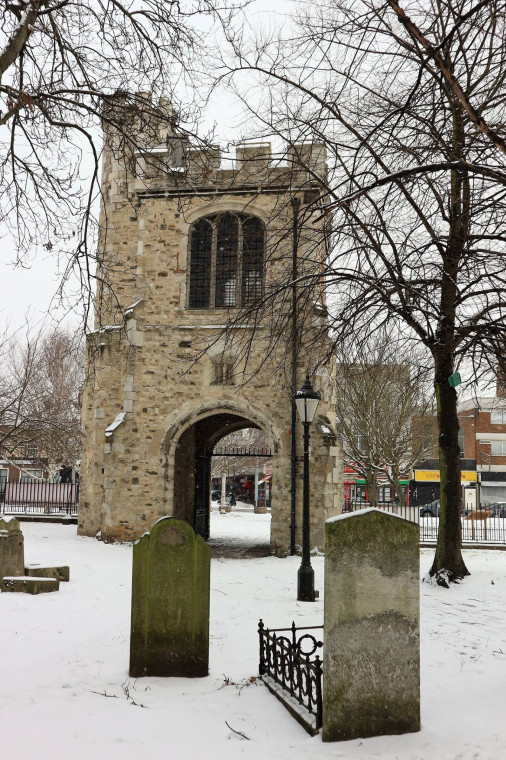 Barking Curfew Tower View in snow 1 Copyright: William George