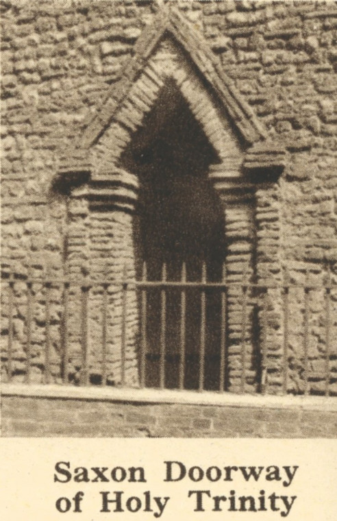 Colchester Holy Trinity Church Saxon Doorway Arthur Mee 1942 Copyright: Arthur Mee 1942